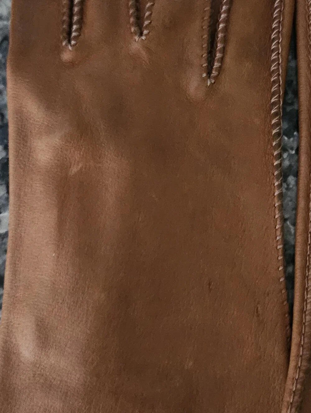 Vtg Stitched Detailing Brown Leather Gloves